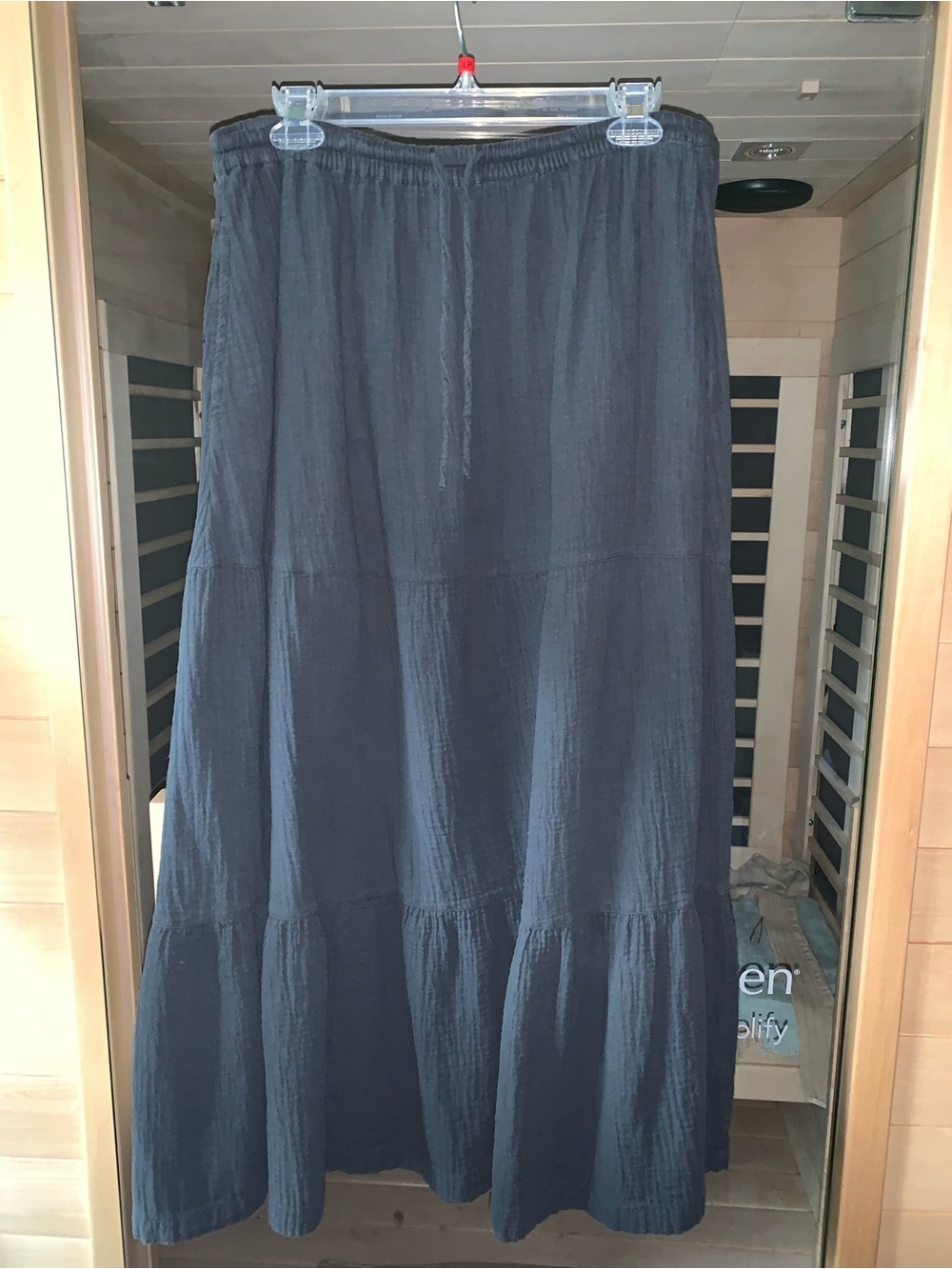 Pact tiered maxi skirt organic cotton charcoal gray size large